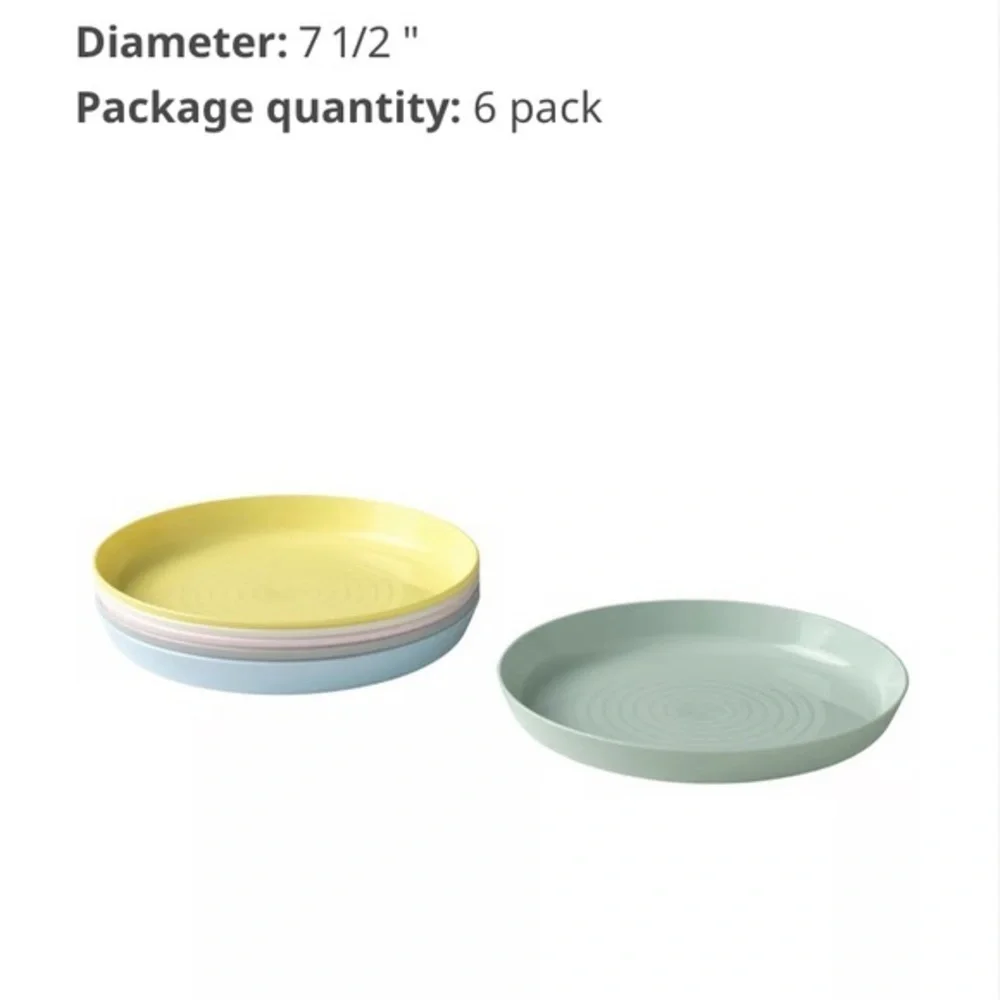 6 pc IKEA Kalas Mint Green Plate Set KALAS Plate, mixed colors